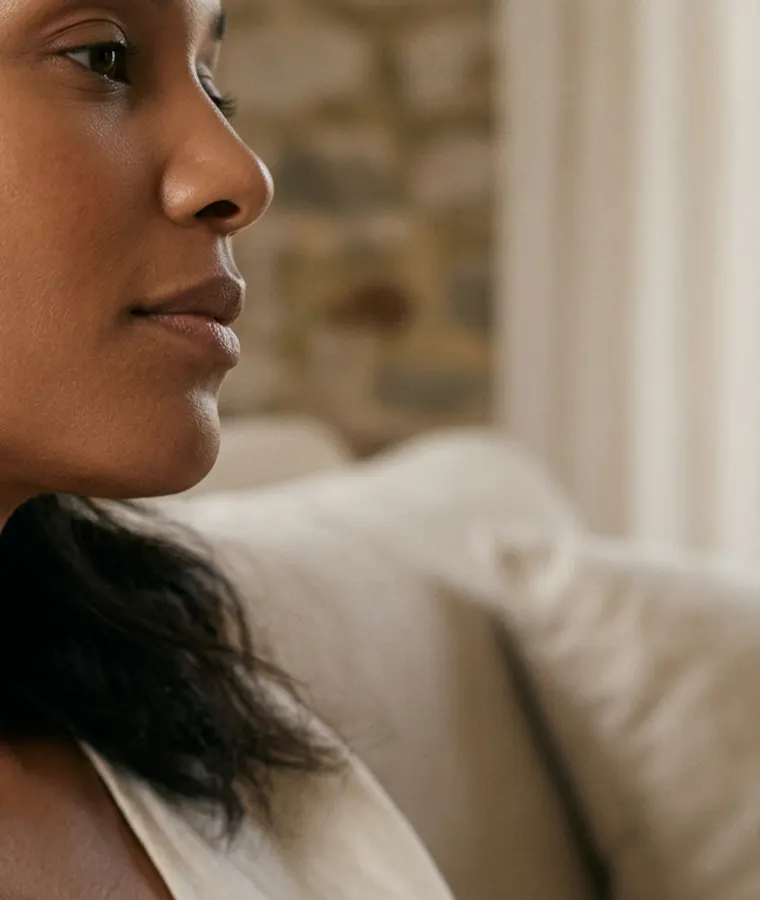 Close-up of clean, smooth skin along the jawline
